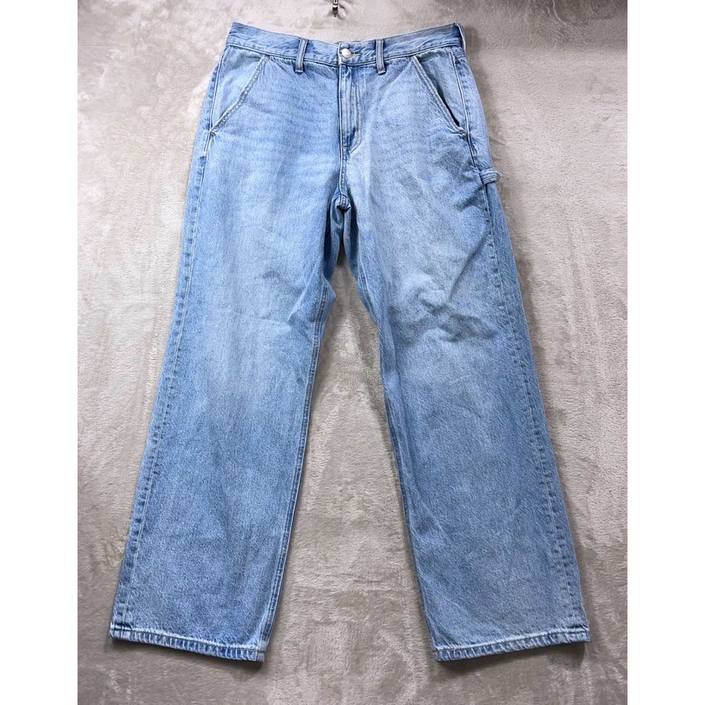 Aeropostale Baggy Carpenter Jeans Women 10 Reg Light Wash High Rise Utility